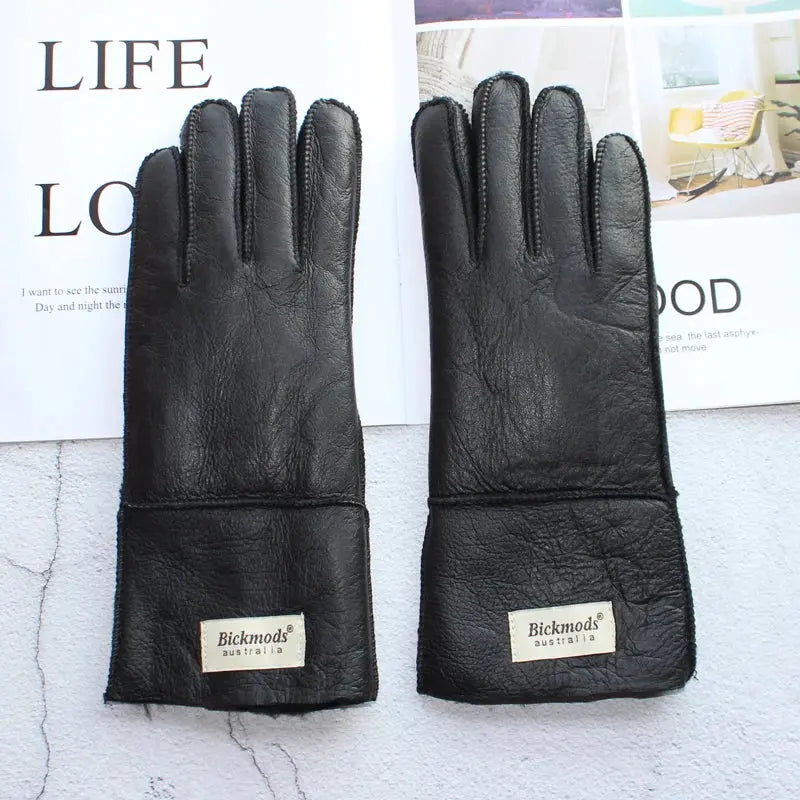 Women's fur Sheep Skin gloves Leather color warm winter wool lining wind and cold gloves Natalia Home Fashion    Natalia Home Fashion