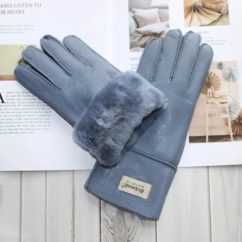 Women's fur Sheep Skin gloves Leather color warm winter wool lining wind and cold gloves Natalia Home Fashion    Natalia Home Fashion