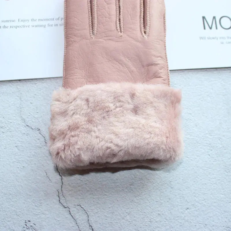 Women's fur Sheep Skin gloves Leather color warm winter wool lining wind and cold gloves Natalia Home Fashion    Natalia Home Fashion