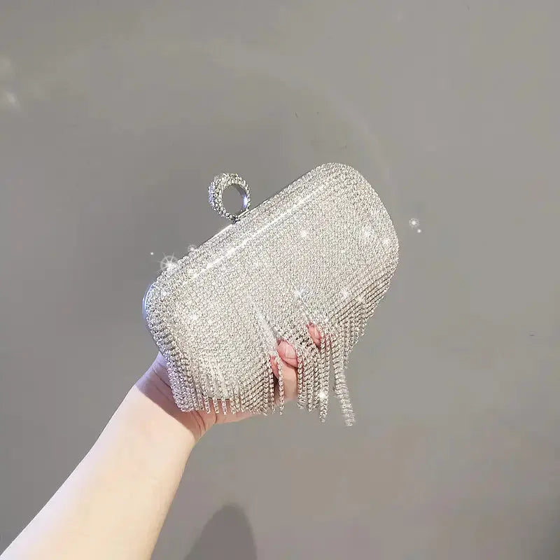 Womens Evening Clutch Bag Designer Evening Handbag Hand Bag Lady Party Wedding Clutch Purse Rhinestone Tassels Evening Bags My Store