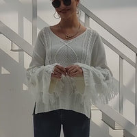 Fashion Autumn Winter Fashion Fringe Long Sleeve Lady Knitted Cable Cashmere Cardigan Women Plus Size Sweaters