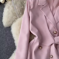 Casual Spring Autumn Fashion V-Neck blazer Long Sleeve Pleated Woman Blazer mini formal office elegant Women Dress