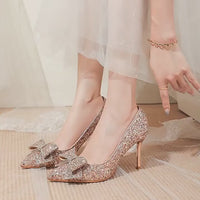 Pointed Toe Sequins Fine Heeled High Heels Elegant Sexy Ladies Sandals Wedding Shoes Banquet Shoes Women's Shoes